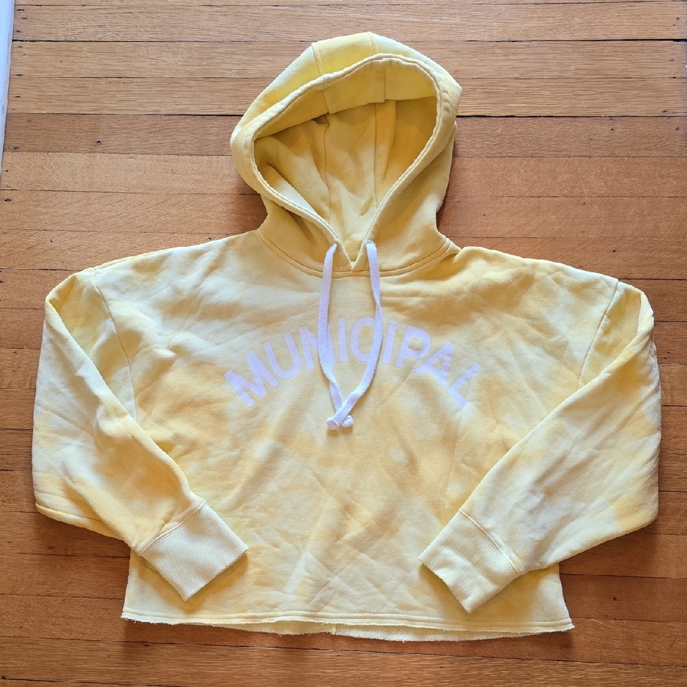 MUNICIPAL, Origin Hoodie, Cropped, Boxy, Yellow, EUC, Women's S